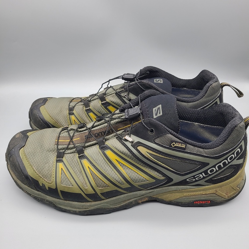 Salomon X Ultra 3 GTX Wide Hiking Shoes Mens 13 Olive Green Black 405893